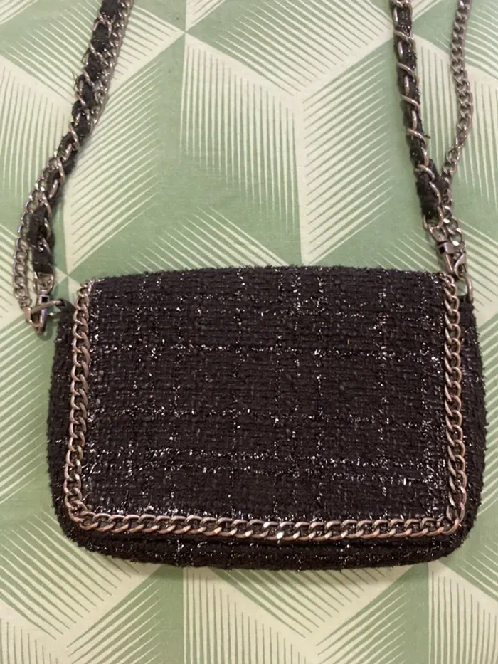 Sac bandoulière noir effet tweed Zara - photo numéro 8