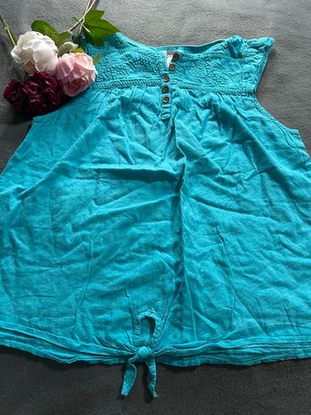 Haut débardeur bleu turquoise fille