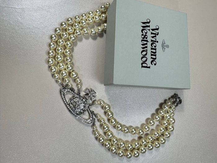 Collier à perles 3 rangs gros orb vivienne Westwood argenté - photo numéro 5