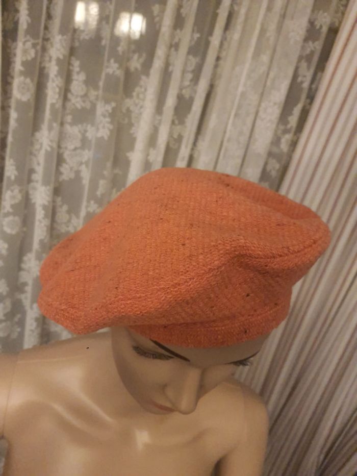 Béret Sugar laine/coton couleur corail 56cm - photo numéro 8