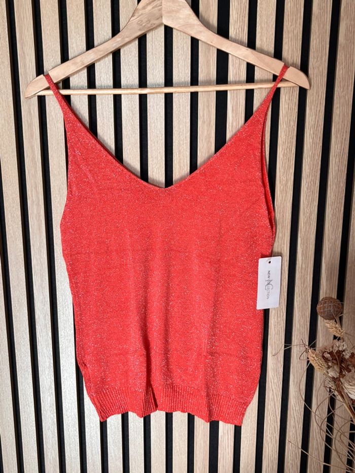 Débardeur en lurex corail