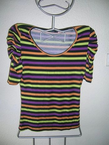 tee-shirt rayé 4 couleurs manches gigot "comme une femme" T.4