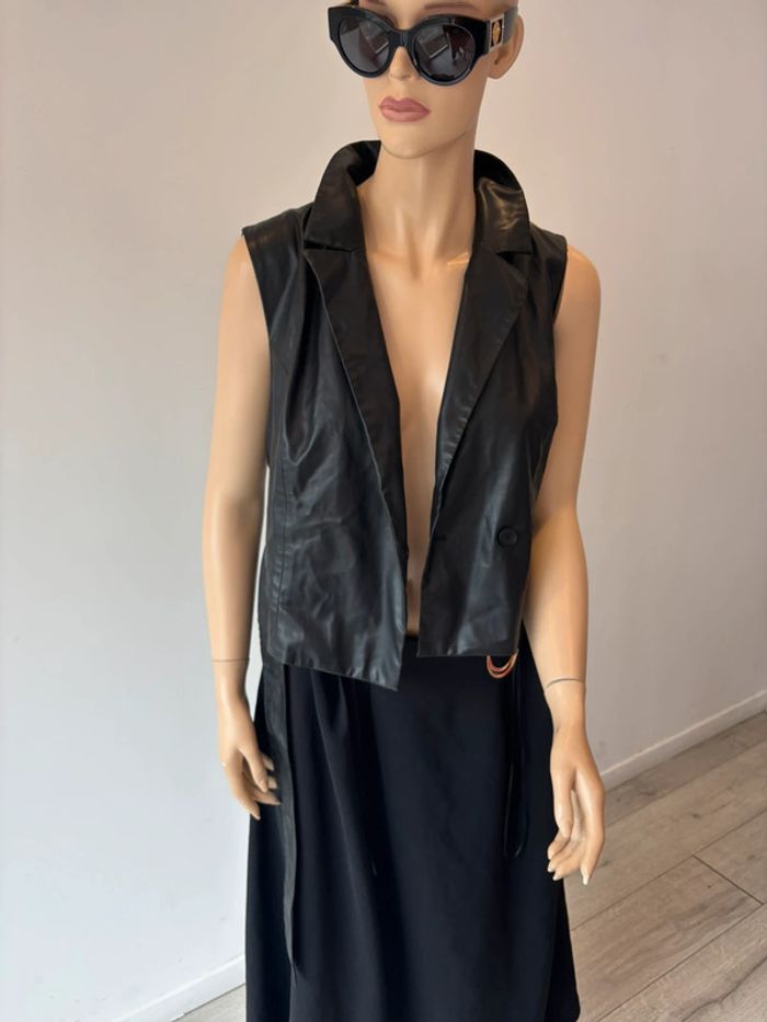 Robe combinaison avec haut en cuir et jupe longue Zara - photo numéro 10
