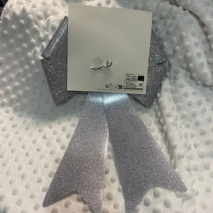 ✨ Grand nœud argenté pailleté – déco de Noël - photo numéro 4