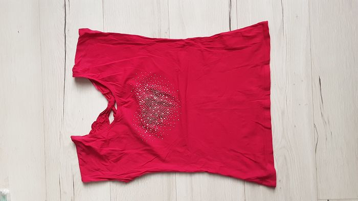 Vêtement femme tee-shirt manches courtes rose fuschia  strass Camaïeu taille 1