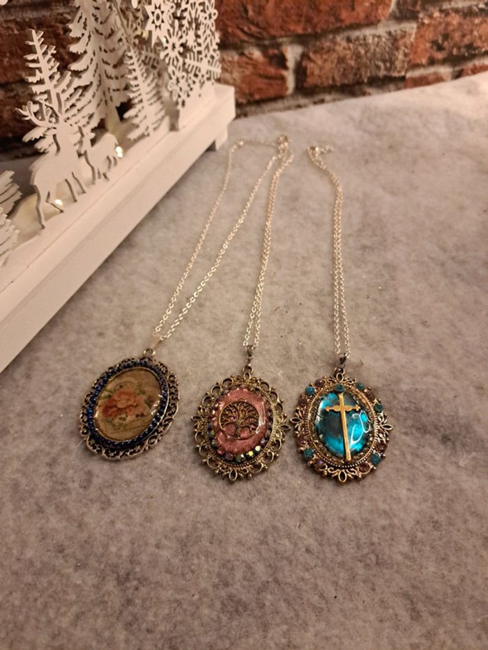 Lot de 3 magnifiques colliers avec pendentif multicolore - photo numéro 8