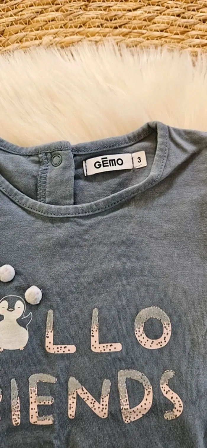 T-shirt manche longue hello friends 3 ans fille - photo numéro 3