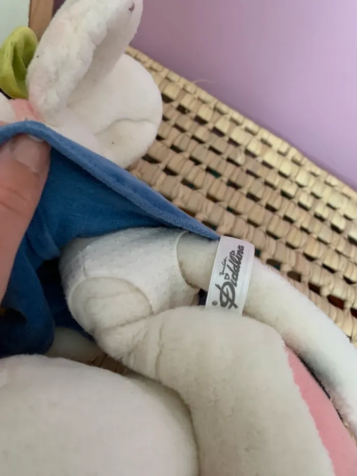 Diddl jolie peluche Diddl en robe bleu avec noeud vert dans les cheveux - photo numéro 3