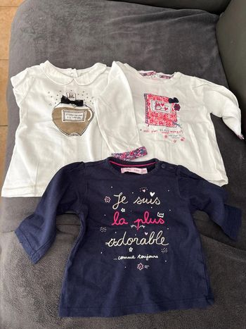 Lot de 4 tee shirts manches longues Gemo en 6 mois