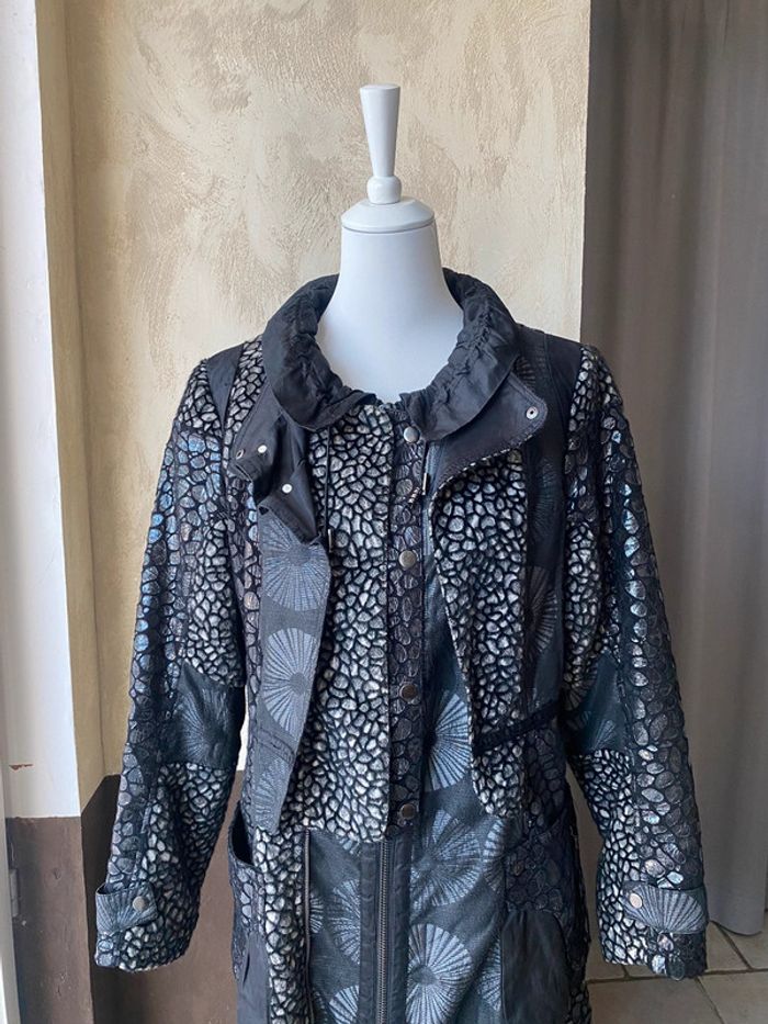 Manteau mi-long noir Fille des sables 44 - photo numéro 4