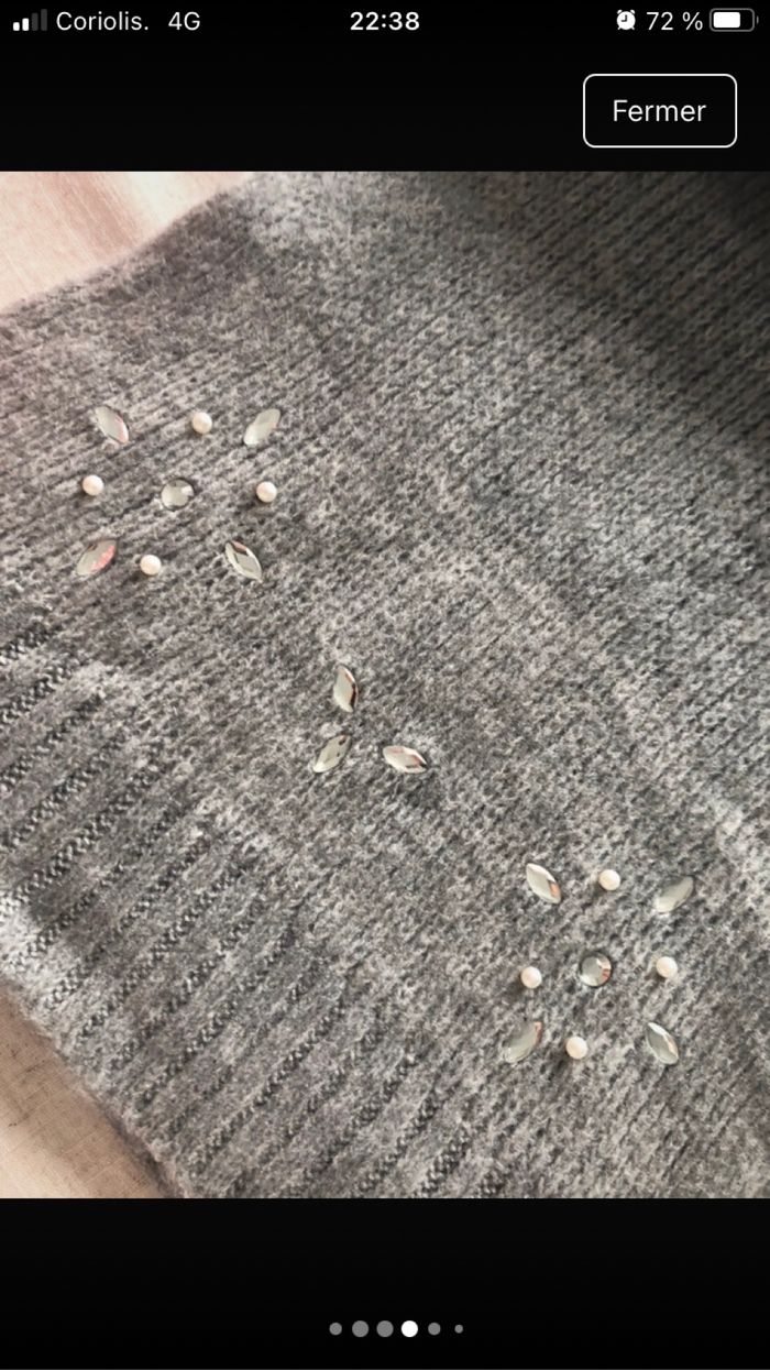 Echarpe + bandeau gris + strass - photo numéro 4