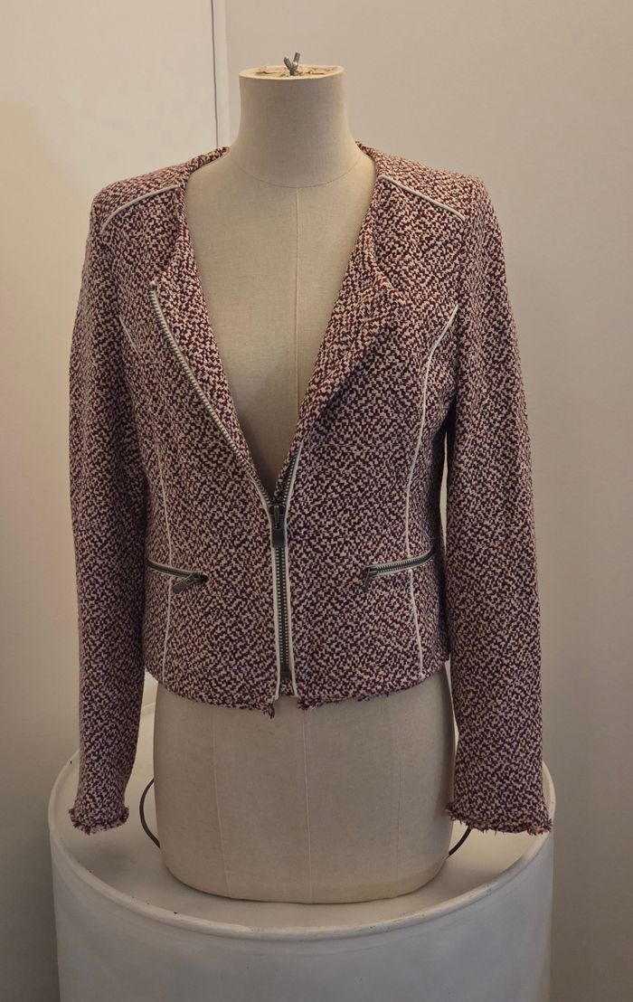 Veste IKKS femme 38 – style tweed chic & rock – zip argenté – comme neuve - photo numéro 8