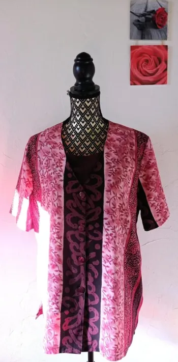 🌸Tunique manches courtes 2 en 1, taille 44