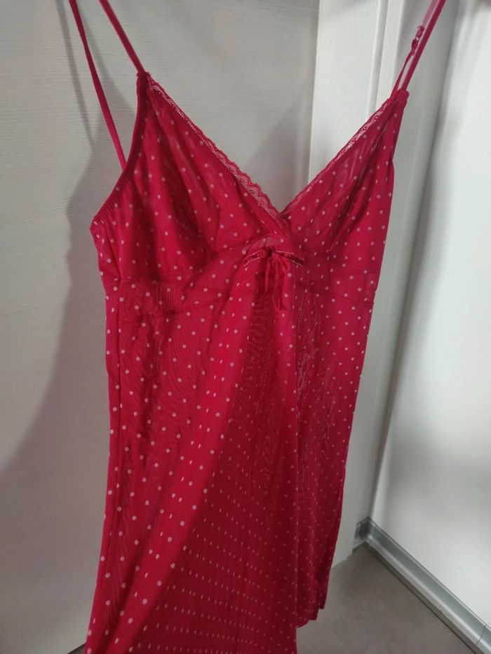 Chemise de nuit rose fushia à pois - photo numéro 2