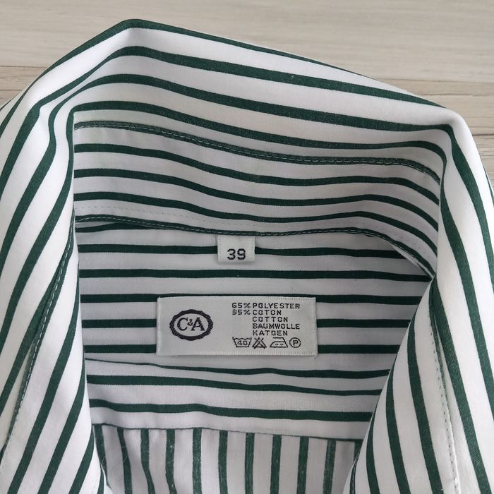 Chemise homme à manches longues blanc à rayures vertes C&A taille M - photo numéro 3