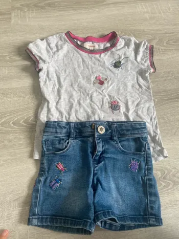 Ensemble t shirt short jeans fille catimini 4 ans 104 cm