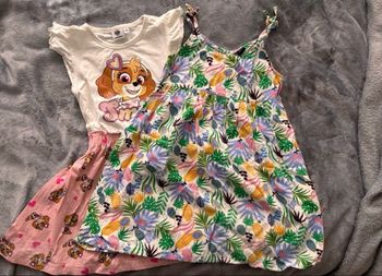 Lot de 2 robes fille d'été - 5 ans (110 cm) - Pat' Patrouille & Kiabi - Très bon état 