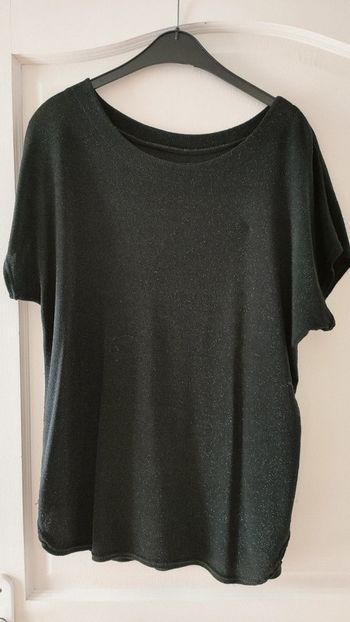 T-shirt noir pailleté femme