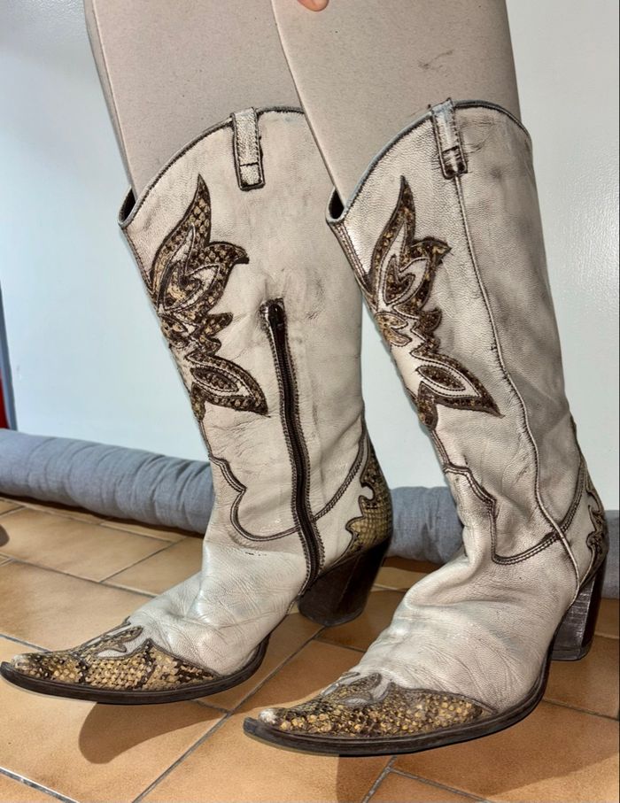 Santiag beige en cuir - photo numéro 4