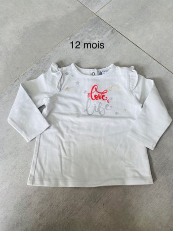 Tee shirt manches longues 12 mois gris très clair