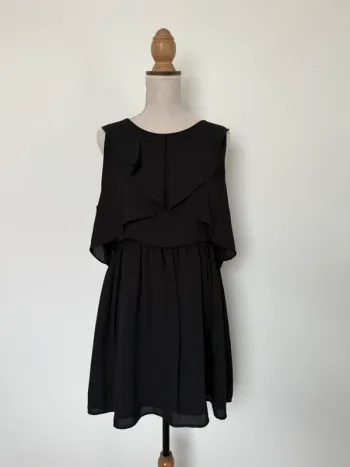Robe tunique noir neuf Kleid dress Vestido Vestito jurk jumpsuit femme volant mujer donna woman