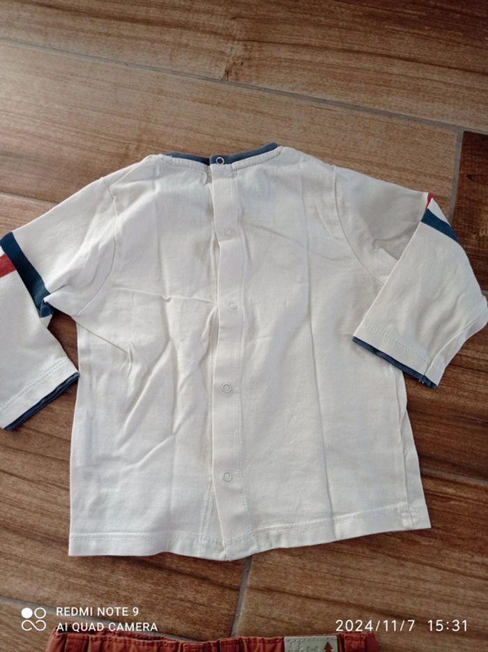 Ensemble 12 mois Jean Camel+ tee shirt 🐹+ pull chiné marine torsadé - photo numéro 10