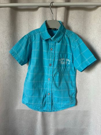 Chemise carreaux turquoise 5 ans mini gang