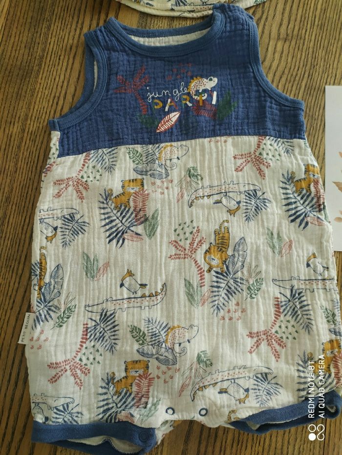 Ensemble  barboteuse et chapeau petit beguin 12mois - photo numéro 2