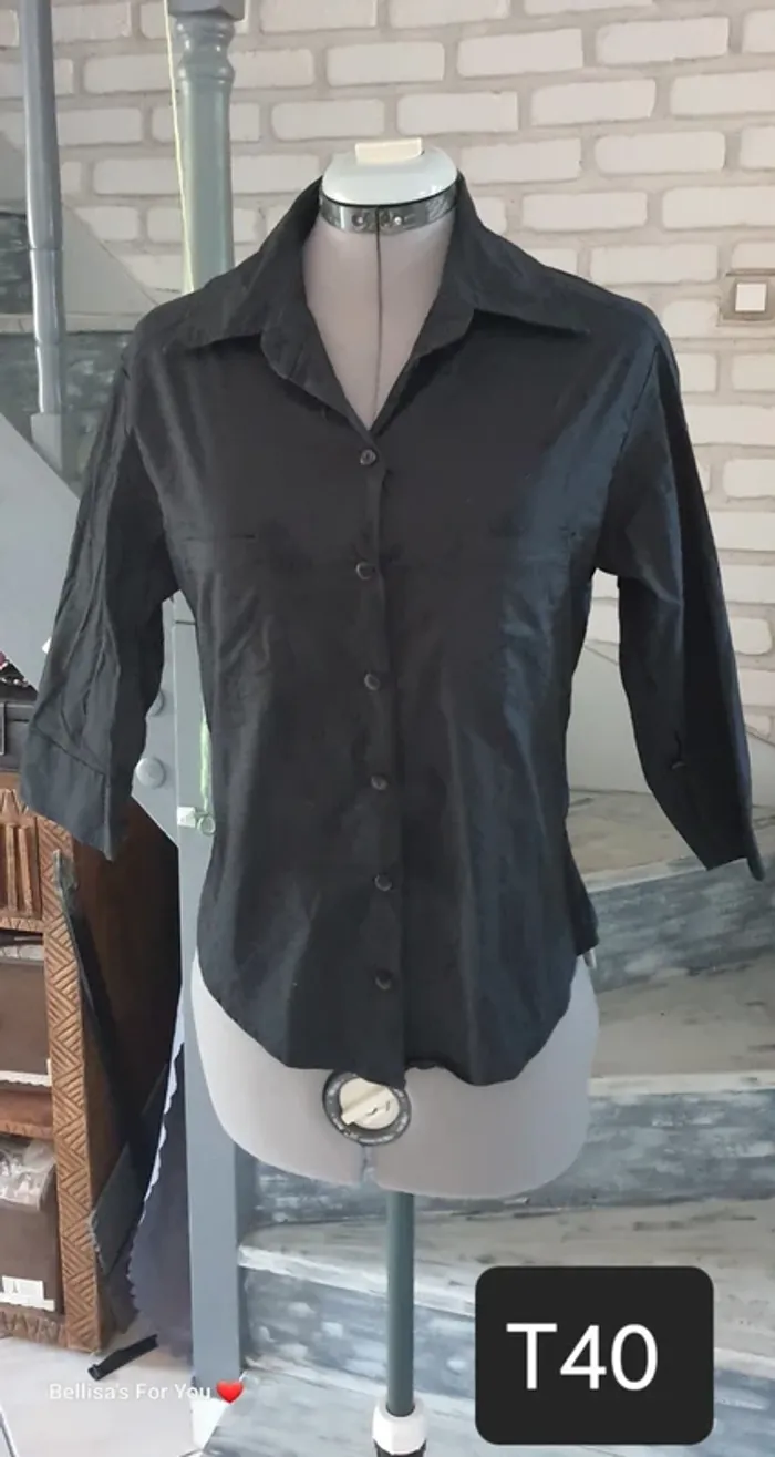 Chemise noire manches 3/4