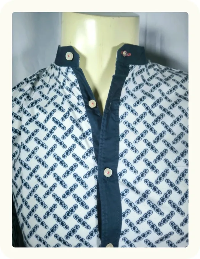 Chemise manches longues col mao homme wax tissu africain luxe Jean Nobayo Taille M 38 - photo numéro 2