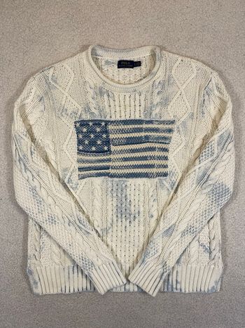 Pull col roulotté à drapeau en tricot d’Aran Polo Ralph Lauren  🇺🇸 