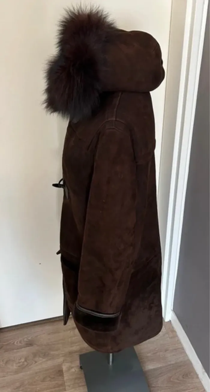 Victor manteau en peau , marron,  capuche amovible femme, taille 40 - photo numéro 2
