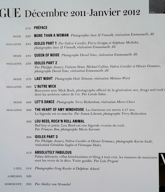 Magazine Vogue n°923 décembre 2011 janvier 2012 spécial rock - photo numéro 6