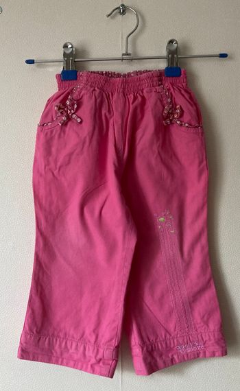 Pantalon toile de coton brodé marguerite taille 18 mois