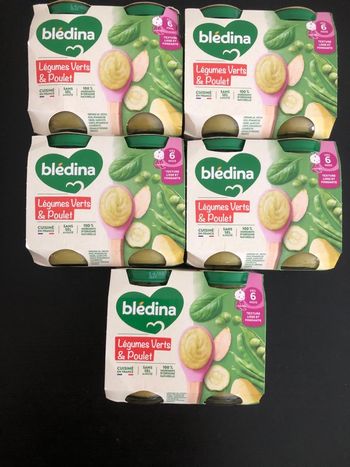 5 paquets de petits pots légumes verts poulet bledina