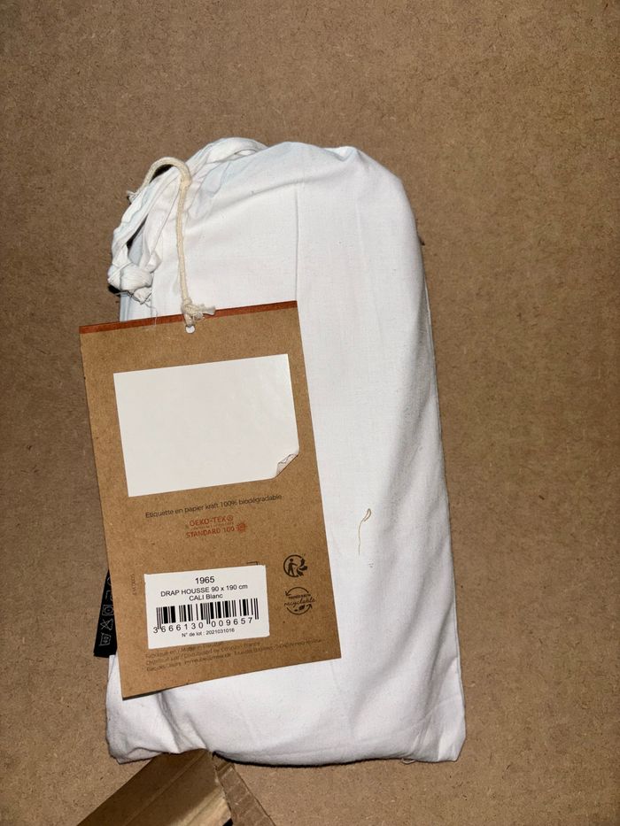 Drap housse en percale 90x190cm - photo numéro 2