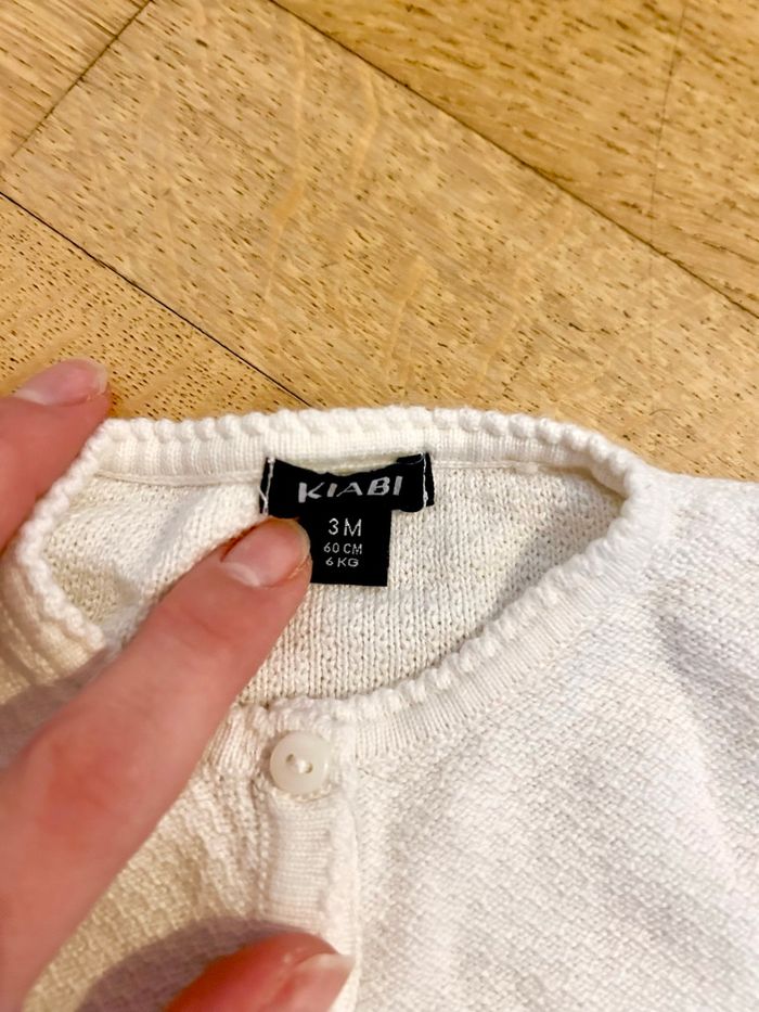 ☁️ Gilet en maille blanc cassé - 3 mois - photo numéro 2