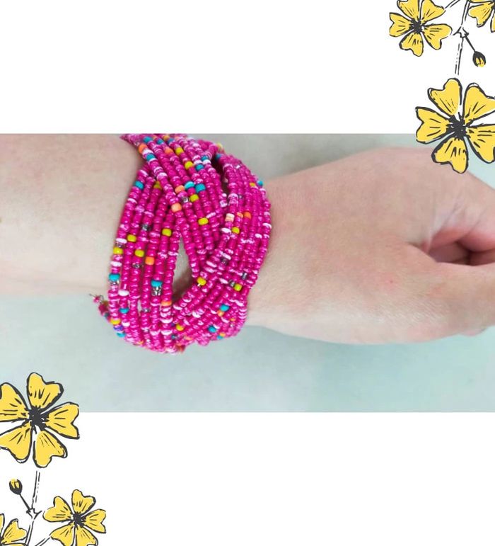 Bracelet large perles fuchsia multicolores – Collection Nuances de Rose - photo numéro 3
