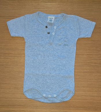 Body Manches Courtes col tunisien bleu chiné Petit Bateau 3 mois