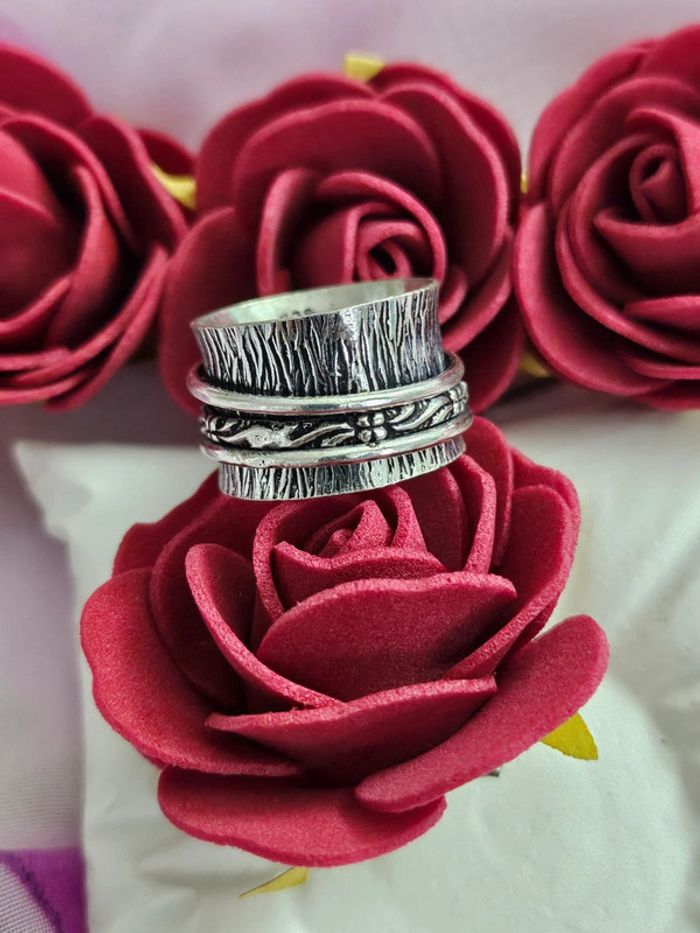 Bague en argent sterling 925 avec ses anneaux tournants - photo numéro 2