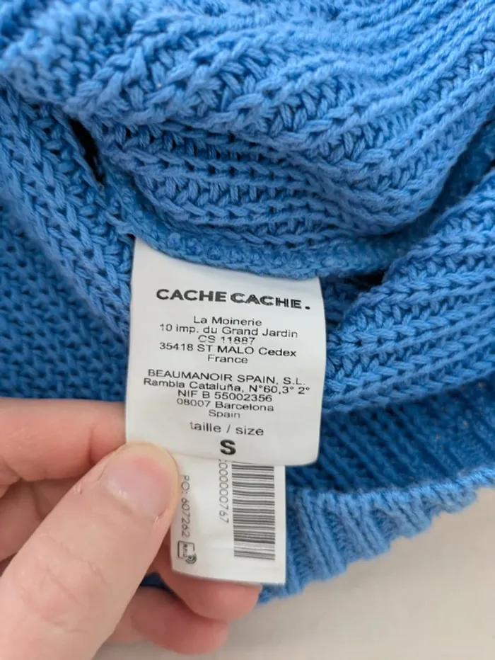 Pull bleu maille torsadée – Cache Cache – Taille S - photo numéro 4