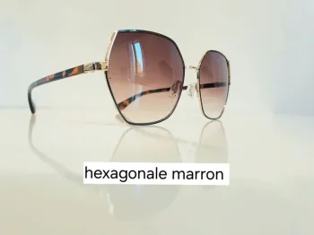 Lunette de soleil femme hexagonale marron et dorée verres dégradés UV protection catégorie 2