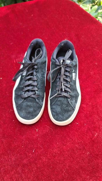 Puma T 36 Dain noir cuir blanc