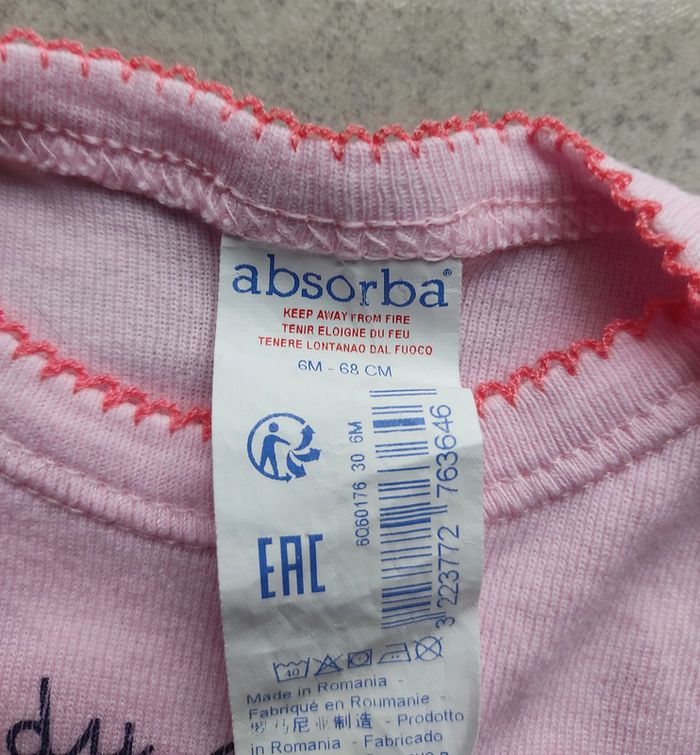 Lot de 3 bodys manches courtes 6 mois absorba - photo numéro 6