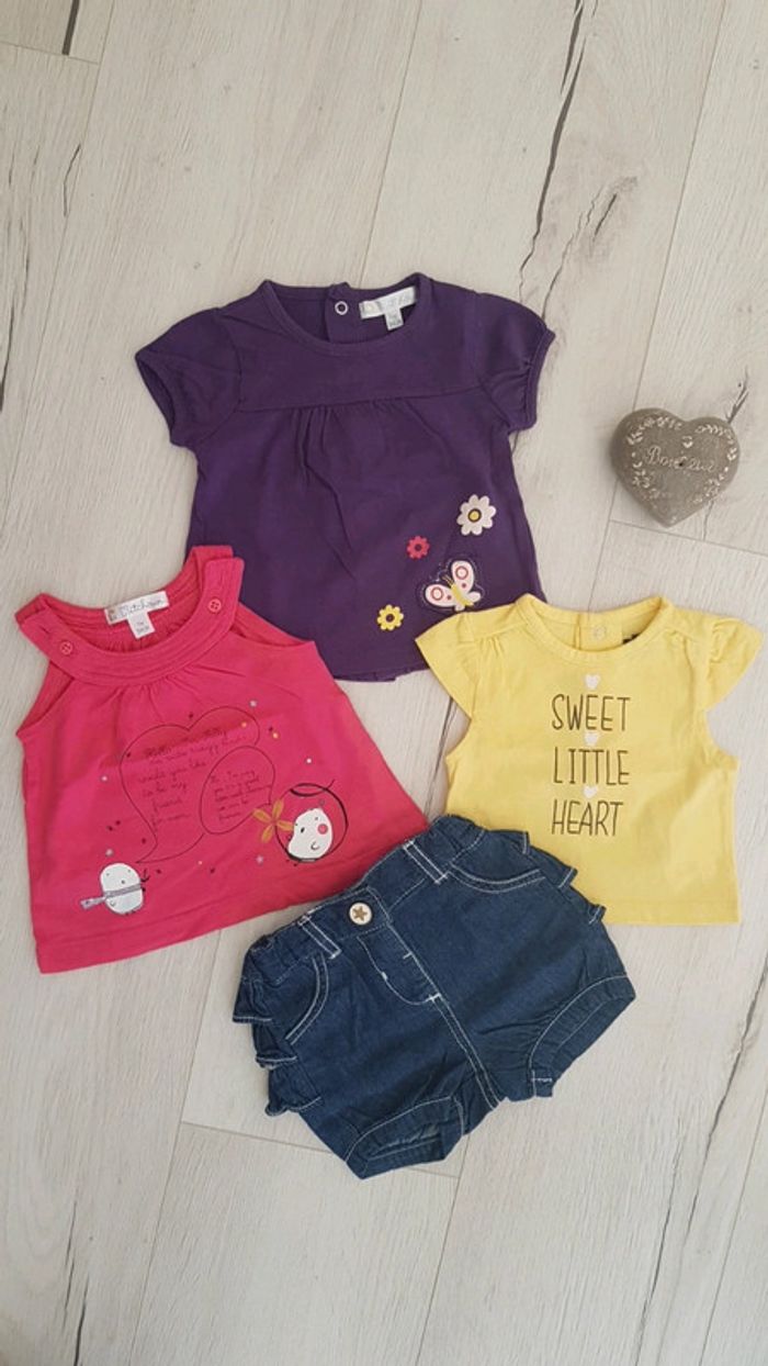 Ensemble estival 4 pièces fille 1mois coloré