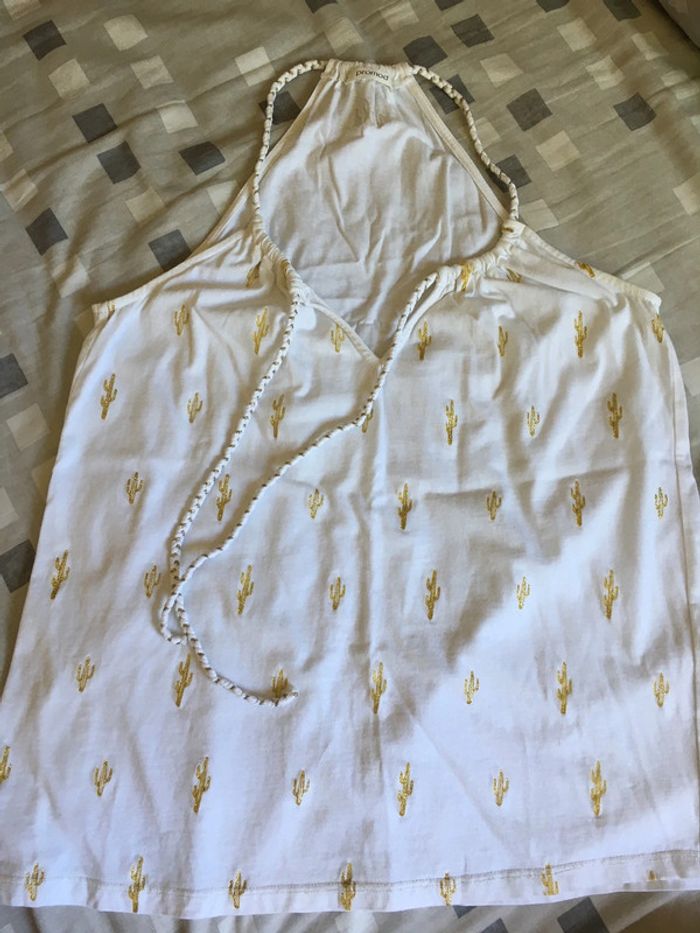 Débardeur blanc doré ananas promod - photo numéro 2