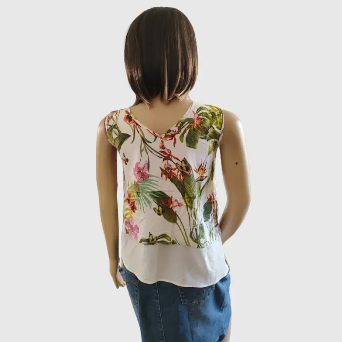 Haut Double Épaisseur Imprimé Tropical, Taille M - Style Unique et Frais pour l'Été ! - photo numéro 4