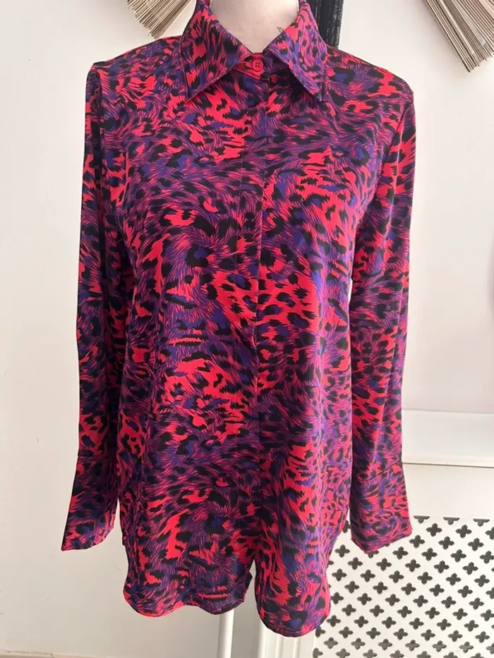 Chemisier Choklate léopard violet/rose L