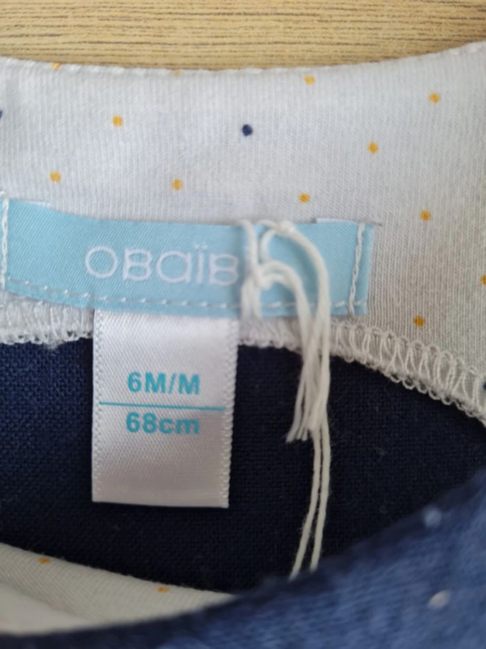robe bleu marine et coeur jaune Obaibi 6 mois - photo numéro 2