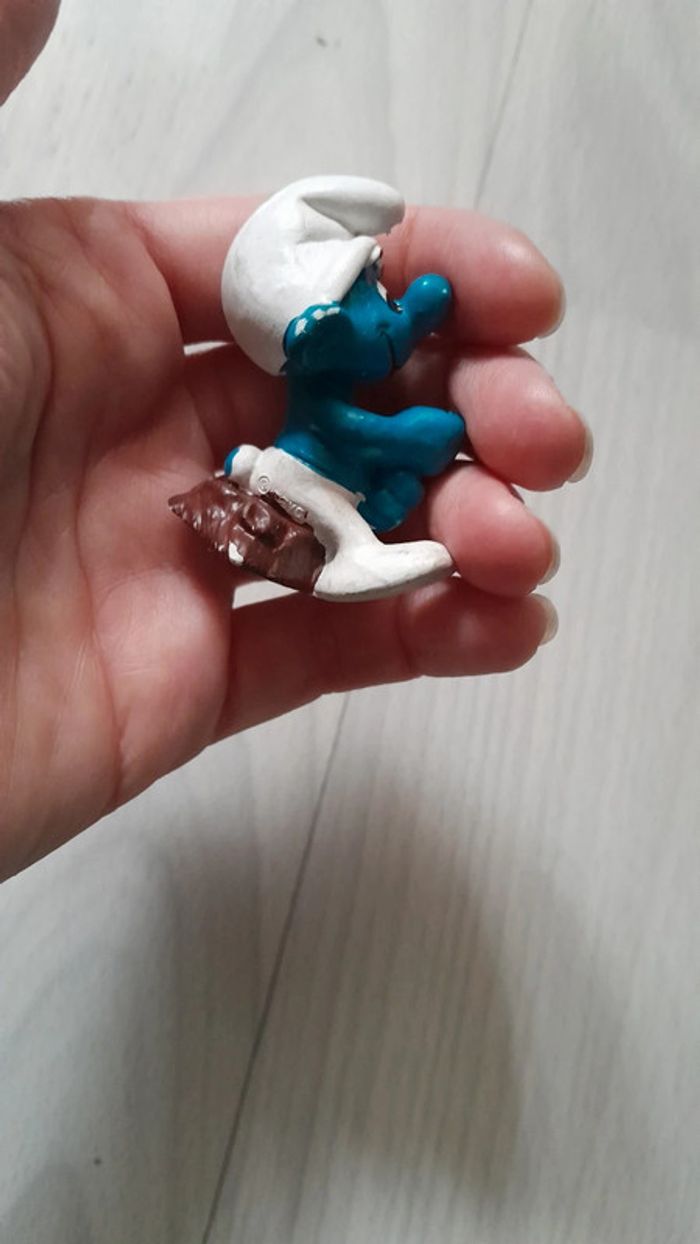 Magnifique figurine ancienne stroumpf pêcheur - photo numéro 4